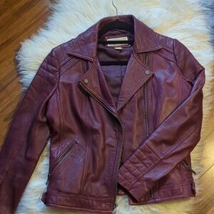 Women's Burgundy Leather Jacket